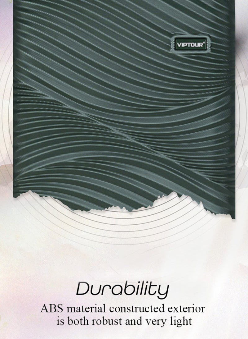 فيبتور مجموعة حقائب سفر صلبة من مادة ABS مكونة من 3 قطع، حقيبة سفر بعجلات دوارة 360 درجة هادئة مع قفل مركب، صغيرة (2.5 كجم)، متوسطة (3 كجم)، كبيرة (3.8 كجم) (20 بوصة/24 بوصة/28 بوصة) - أخضر داكن - Image 5