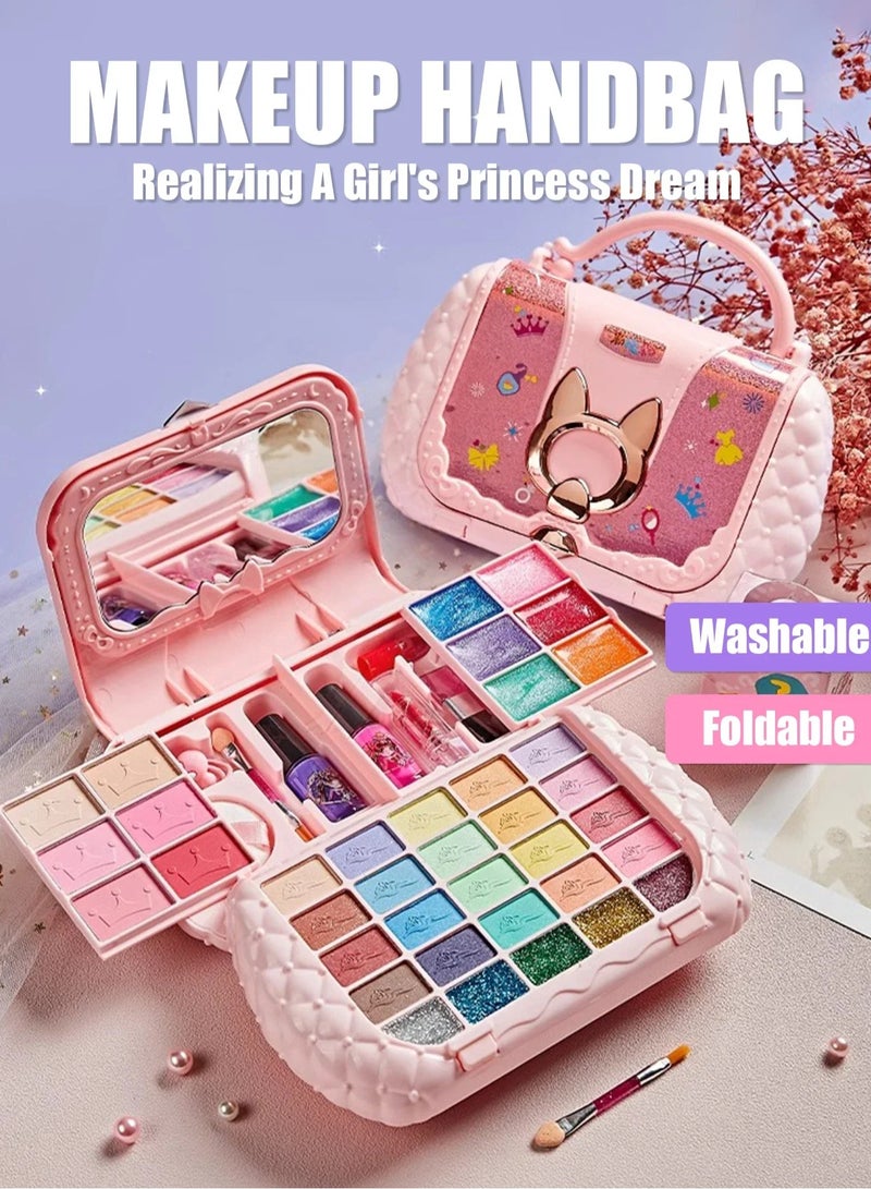 ارواق أطفال ألعاب التجميل مجموعة ماكياج حقيبة صغيرة قابلة للغسل التظاهر اللعب مجموعة مستحضرات التجميل اللعب مع مرآة غير سامة آمنة هدايا عيد ميلاد فتاة - Image 1
