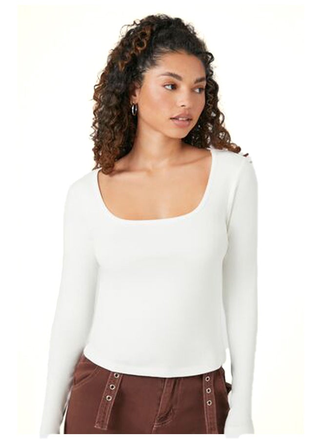 FOREVER 21 Square-Neck Long-Sleeve Top - Image 2