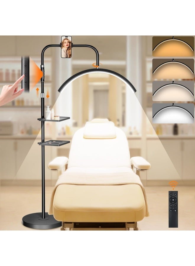 Young Master Half Moon LED Floor Lamp with Phone Holder and Two Storage Trays - Black - Image 1