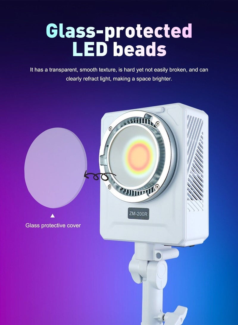 Glanfen 220W RGB LED Video Light with Standard Reflector, Protable COB Photography Lighting with Bowens Mount & APP Control, 2700K-6500K Bi-Color Full Color Studio Light, CRI 95+, 32 FX Effects for Live Streaming, YouTube, Portrait (White) - Image 5