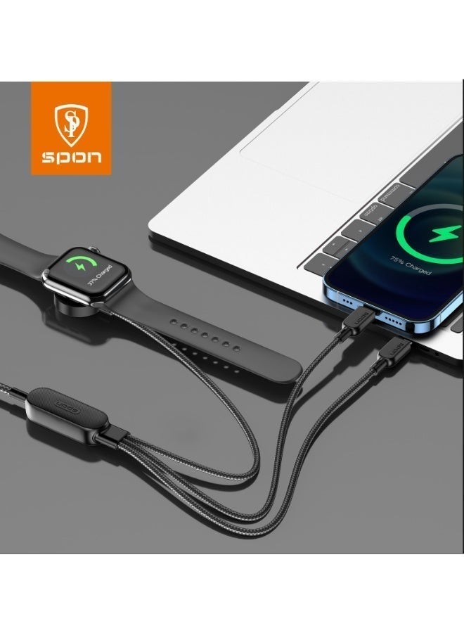 SPON 3-in-1 Fast Charging Cable 100W Max – USB-C / Lightning / Magnetic Watch Charger – Durable Braided Design – Multi Device Support - Image 4