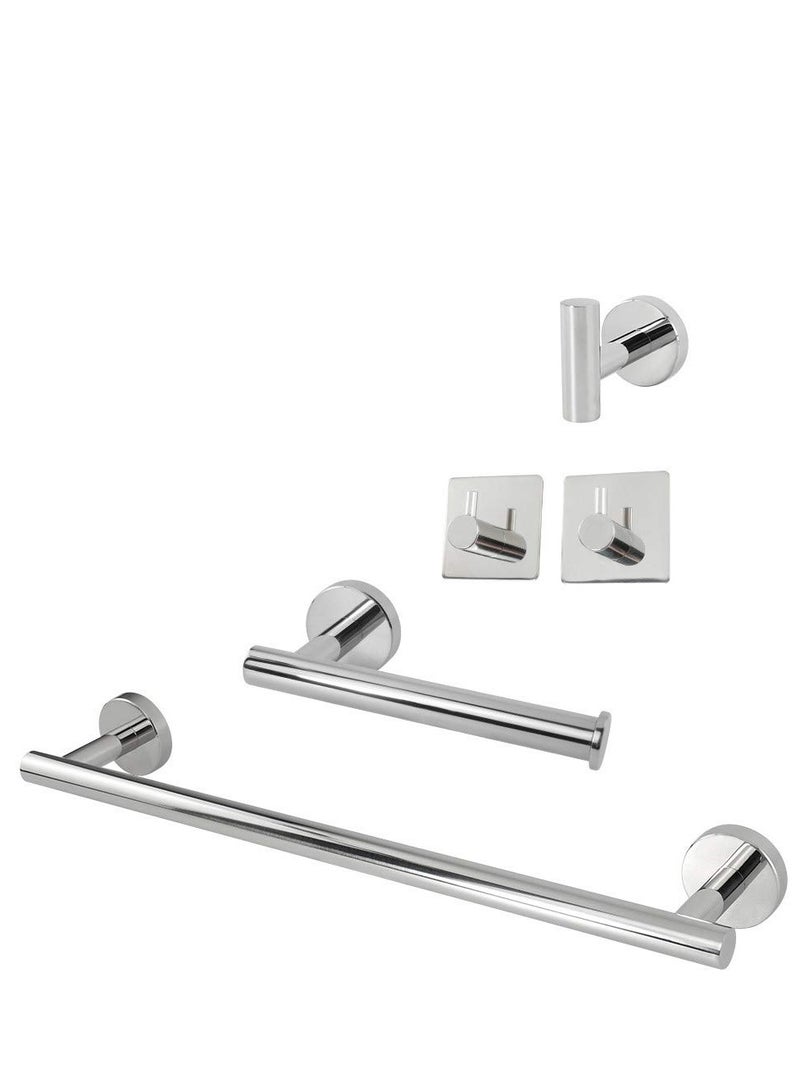 5 PCS Bathroom Hardware Set SUS304 Stainless Steel-Towel Rack Set Include Lengthen Hand Towel Bar+Toilet Paper Holder+3 Robe Towel Hooks Bathroom Accessories Towel Bar Set - Image 1
