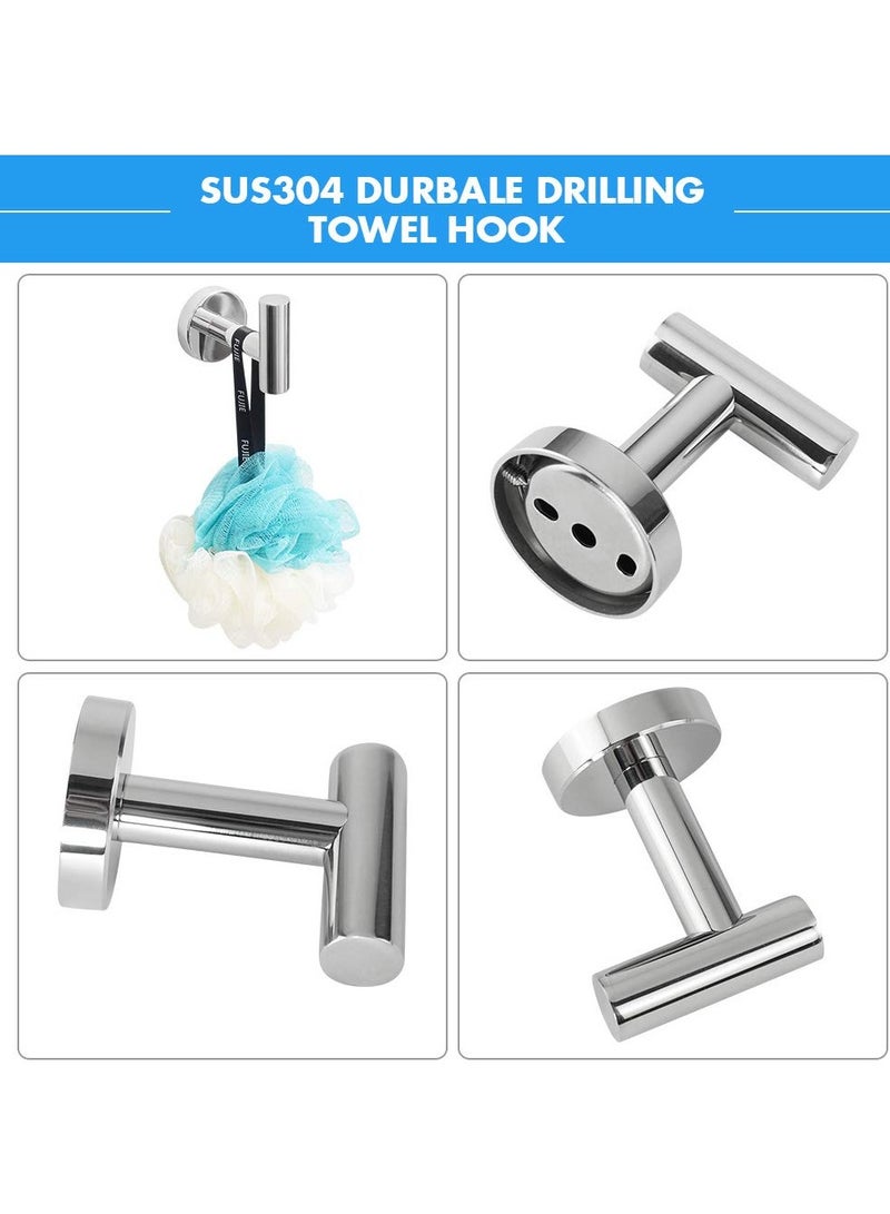 5 PCS Bathroom Hardware Set SUS304 Stainless Steel-Towel Rack Set Include Lengthen Hand Towel Bar+Toilet Paper Holder+3 Robe Towel Hooks Bathroom Accessories Towel Bar Set - Image 4