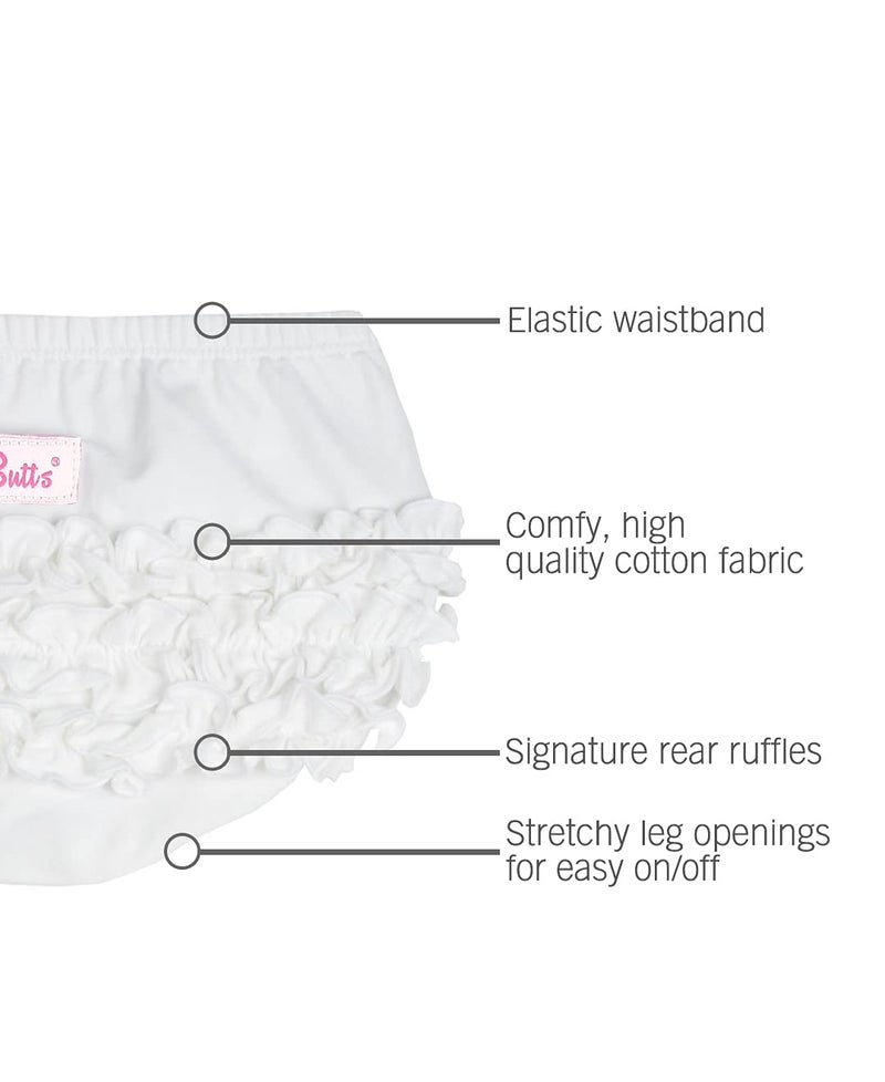 RuffleButtsÂ® Baby/Toddler Girls Toddler White Knit Cotton Ruffle Nappy Cover - 12-18m - Image 3
