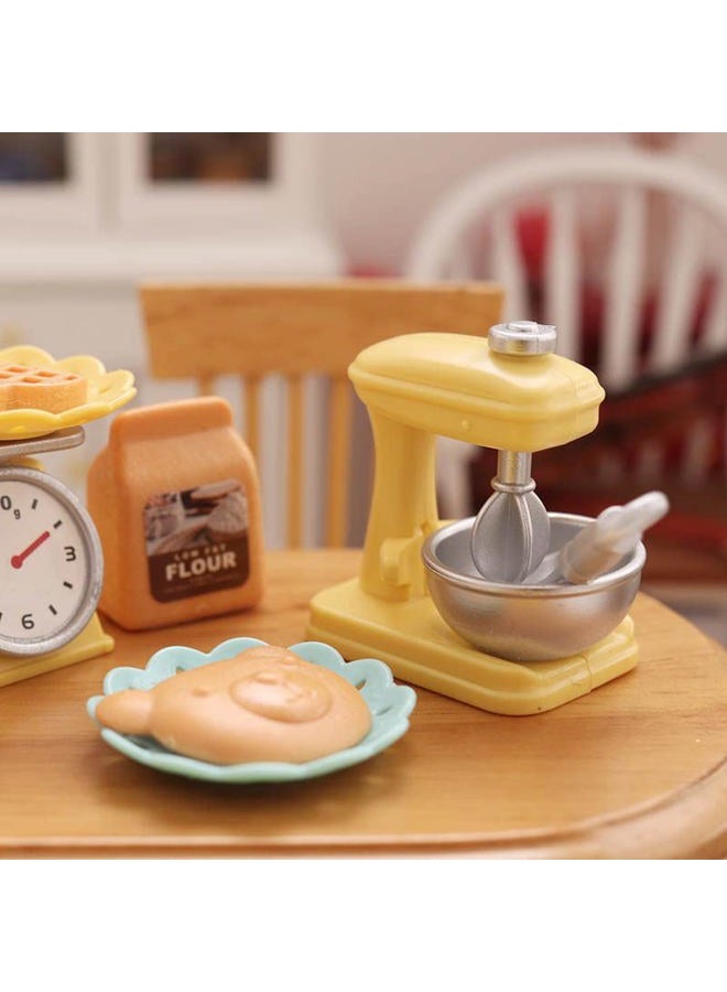 Cutemini Miniature Dollhouse Kitchen Set 1:12 Decoration Waffle Maker Toaster Scale Stand Mixer Flour 10PCS Modern Doll House Furniture Accessories Kit Pretend Play (Blue) - Image 2