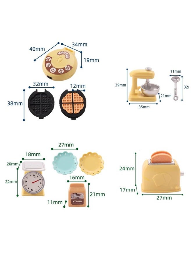 Cutemini Miniature Dollhouse Kitchen Set 1:12 Decoration Waffle Maker Toaster Scale Stand Mixer Flour 10PCS Modern Doll House Furniture Accessories Kit Pretend Play (Blue) - Image 5