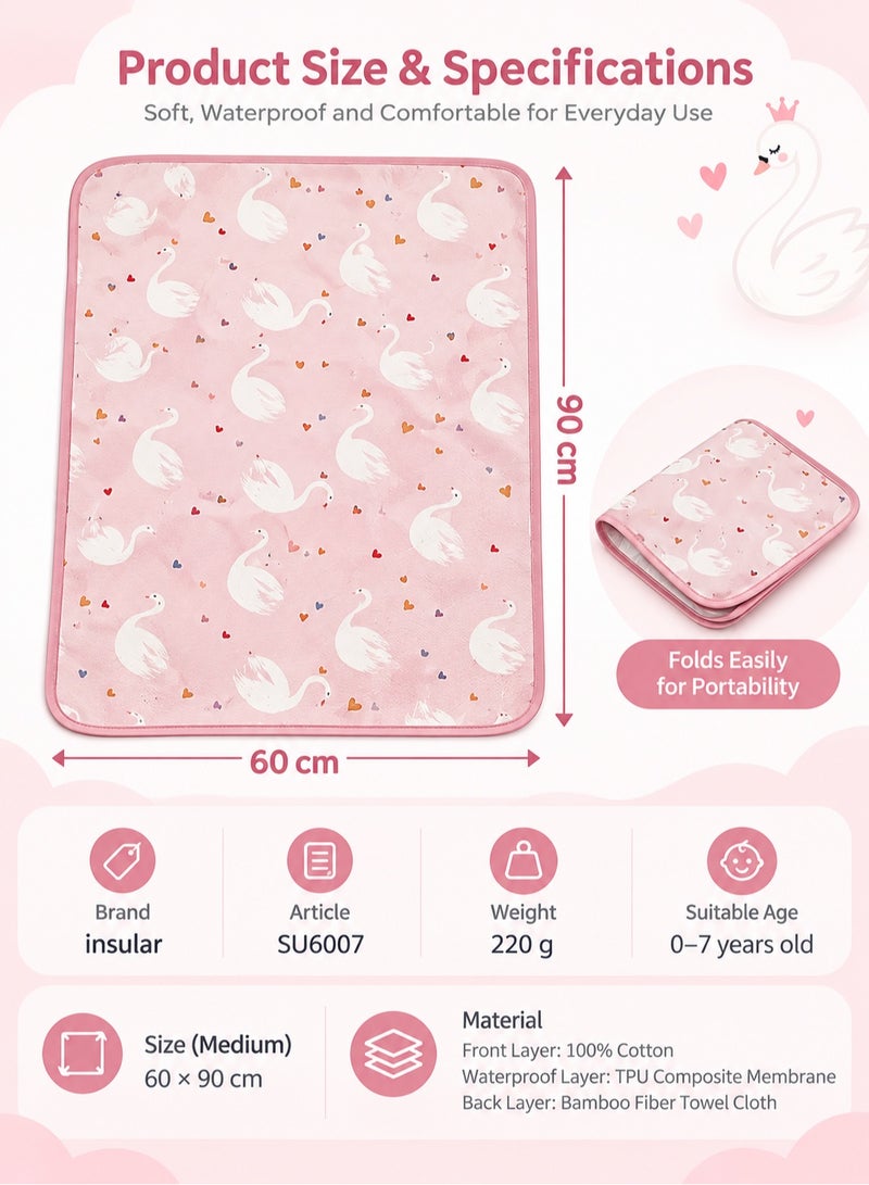 insular Baby Diaper Changing Pad, 60X90cm Waterproof Absorbent Portable Changing Mat, Reusable Changing Pad Liner for Travel or at Home Use - Image 2