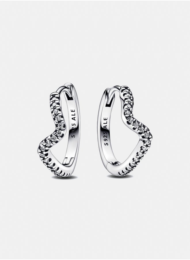 PANDORA Sparkling Wave Hoop Earrings 
