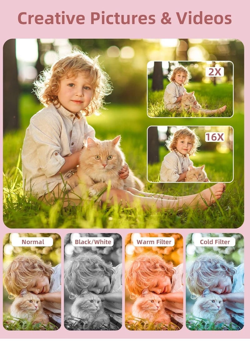 Captaintech Kids Digital Camera 1080P 44MP - Compact Point and Shoot Camera for Boys and Girls with 16X Zoom, Anti-Shake, Fill Light, Perfect for Travel and Photography Adventures. - Image 3