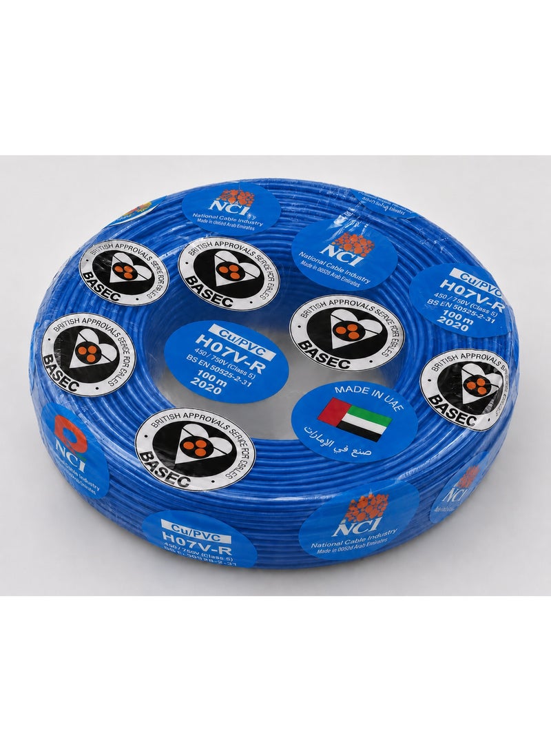 NCI سلك كهربائي NCI مقاس 2.5 مم × 1 كور نحاس معزول PVC جهد 750 فولت (H07V-R) بطول 92 متر (100 ياردة) - سلك تمديدات كهربائية للمباني - لون أزرق - الإمارات - Image 1