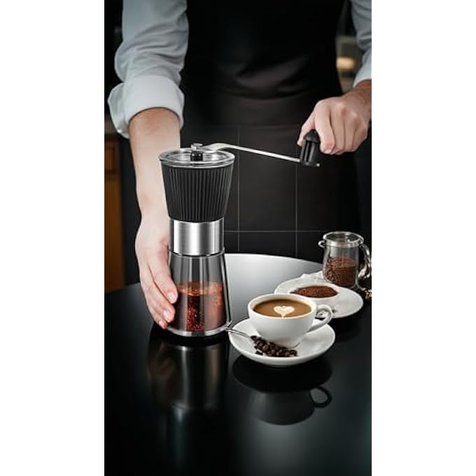 Honwor Portable Ceramic Burr Coffee Grinder  Compact  Durable For Camping Hiking  Travel  Easy To Clean Removable Handle  Included Brush - Image 4