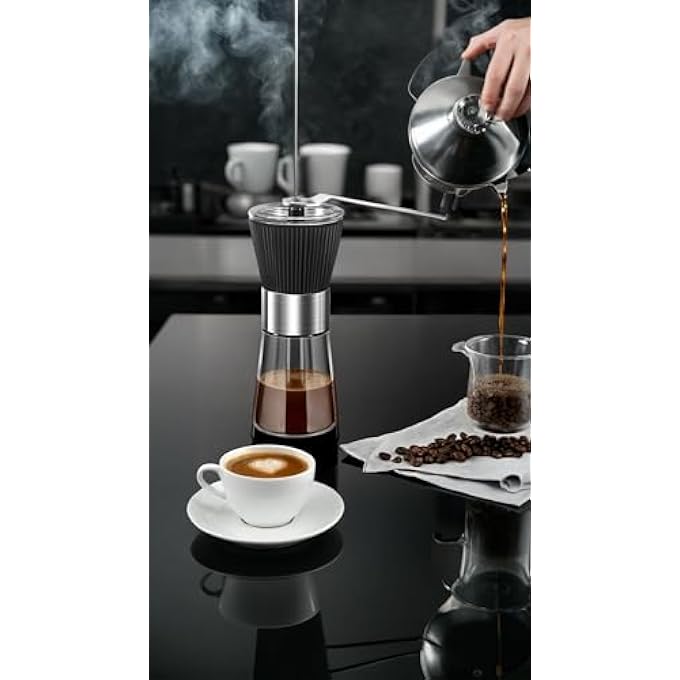 Honwor Portable Ceramic Burr Coffee Grinder  Compact  Durable For Camping Hiking  Travel  Easy To Clean Removable Handle  Included Brush - Image 5