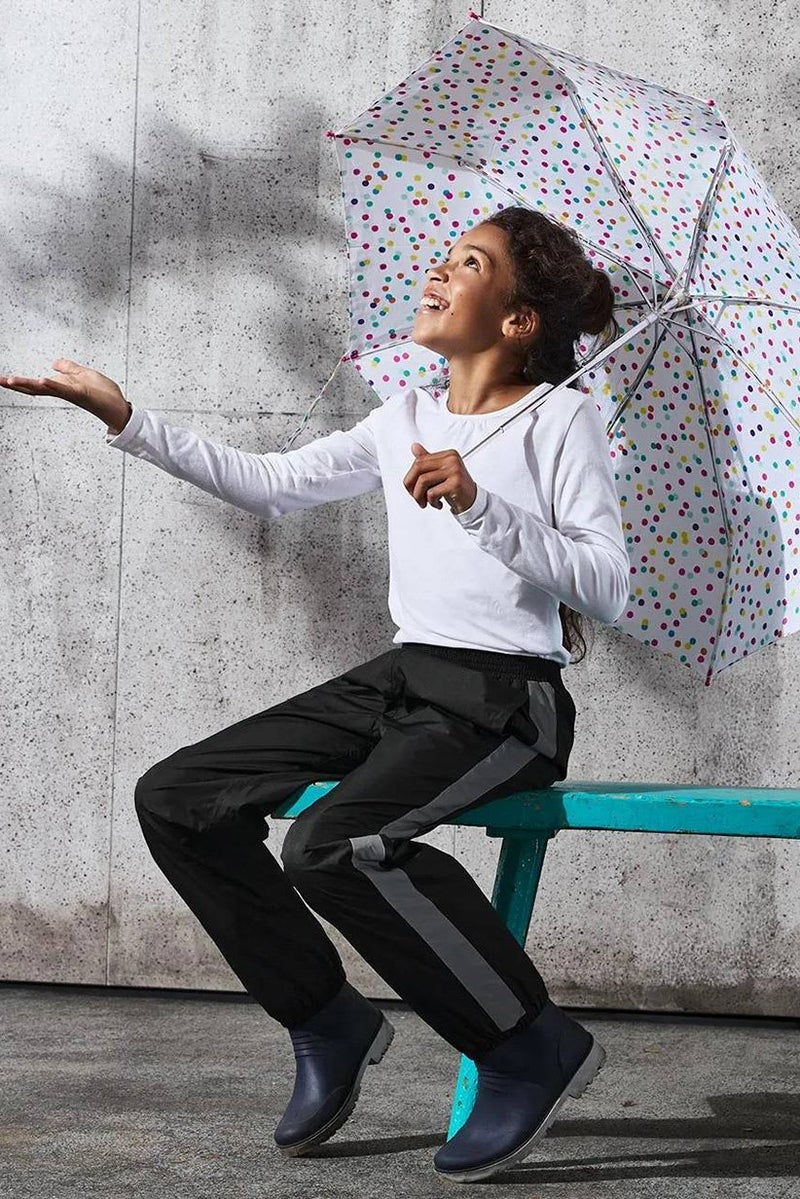 Tchibo Kids Girl Plain Pull On Jogger Pants, Black and Grey  - Image 1