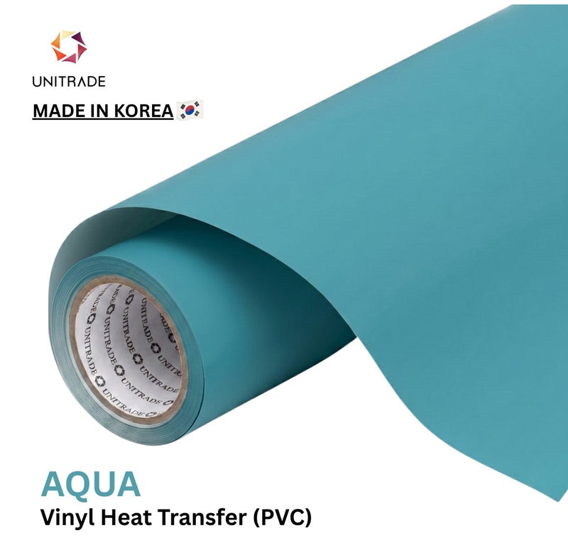 UNITRADE® Easy Cut (PVC) Aqua Heat Transfer Vinyl Roll/ Compatible with Cricut, Silhouette, Professional Cutters / CPSIA Certified / Made in Korea - Image 1