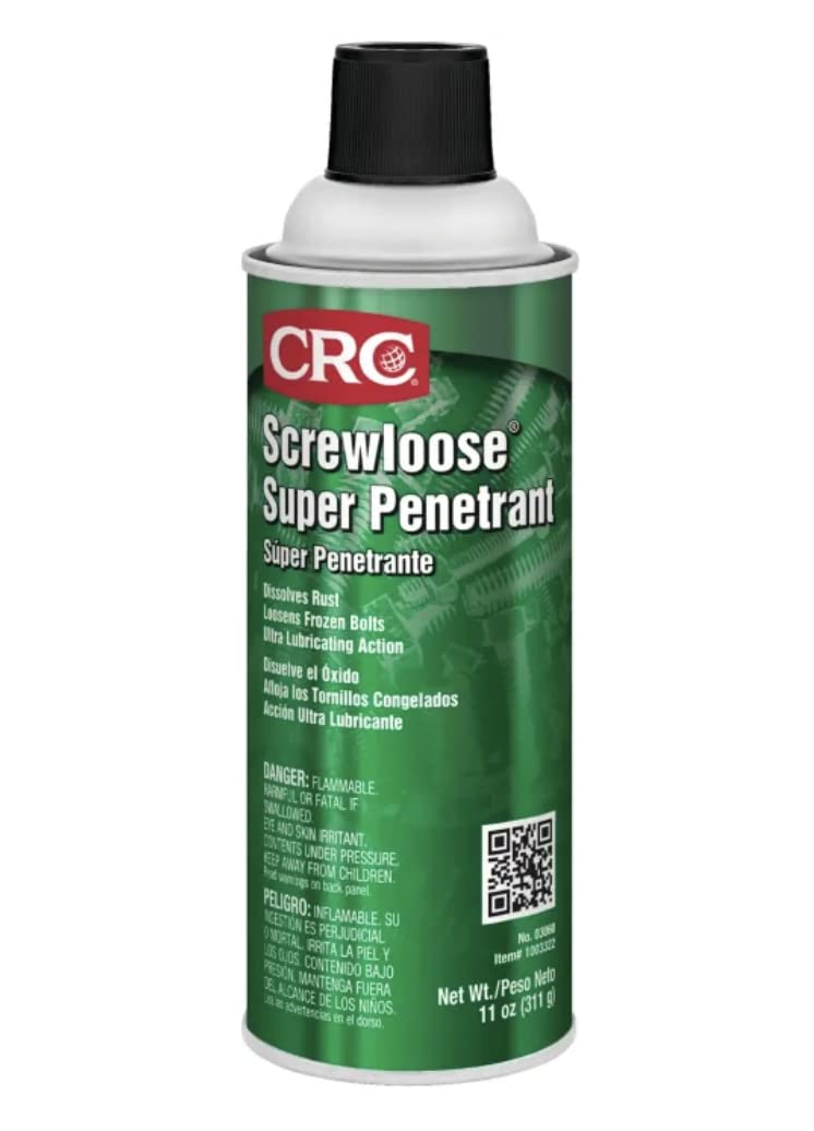 CRC Screwloose Super Penetrant 03060 â€“ 11 WT OZ, Plastic Safe Aerosol for Corroded Fasteners, Seized Mechanical Components - Image 1