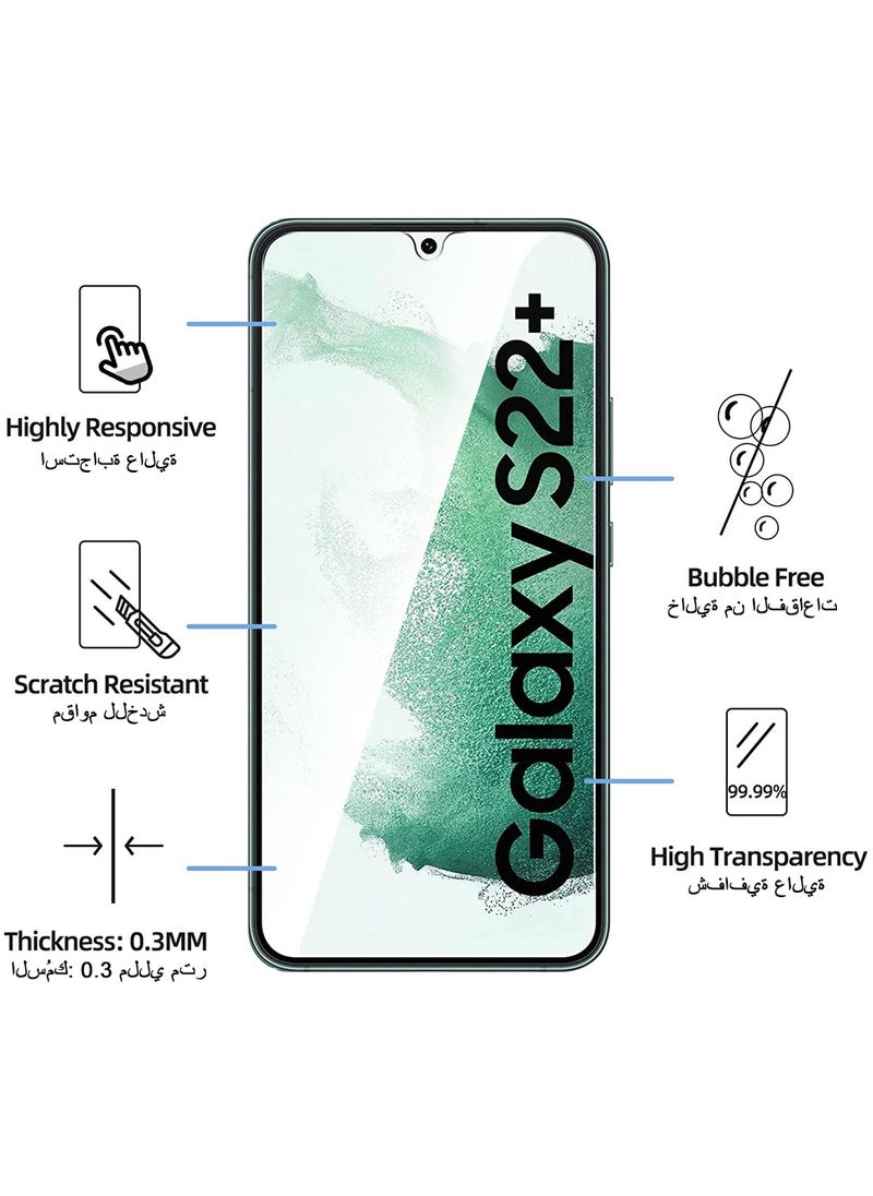 ماركة غير محددة - عبوة من 3 قطع مصممة لهاتف Samsung Galaxy S22 Plus / S22 + واقي شاشة من الزجاج المقسى، وصديق للحافظة ومقاوم للغاية - Image 1