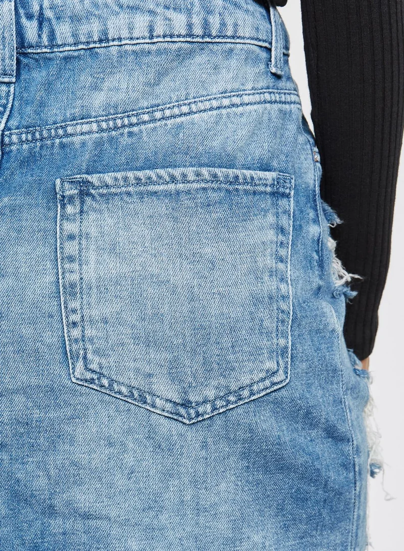 FOREVER 21 Denim Ripped Skirt