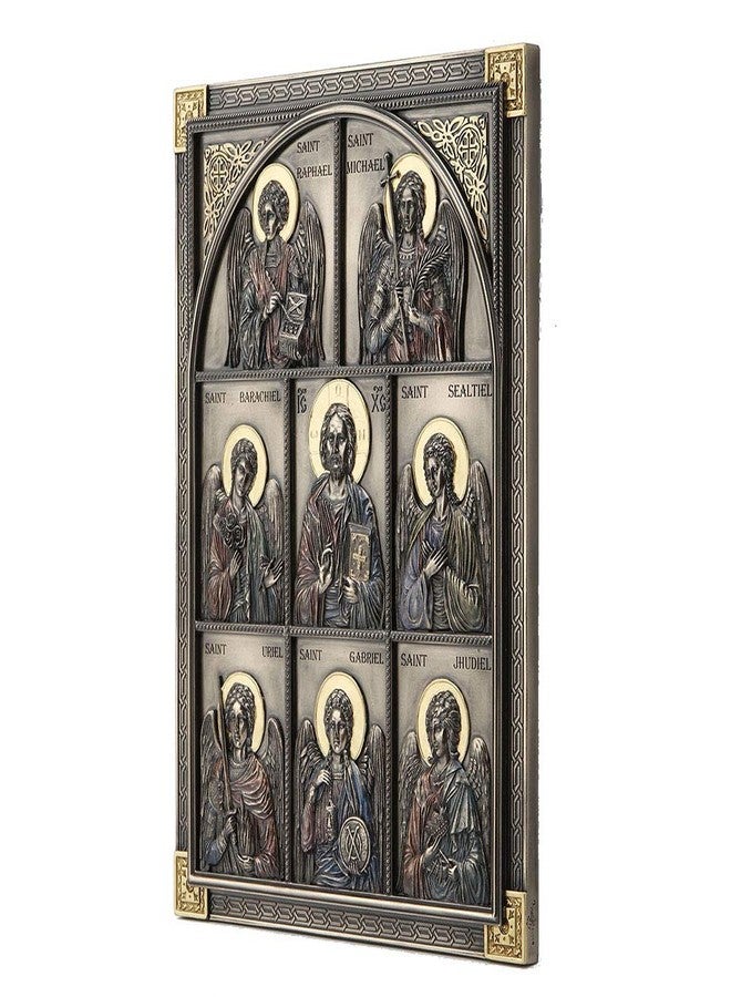 Veronese Design 12.25 Inch Jesus and The Seven Archangels Classic Style Antique Bronze Finish Wall Sculpture Plaque Decoration - Image 2