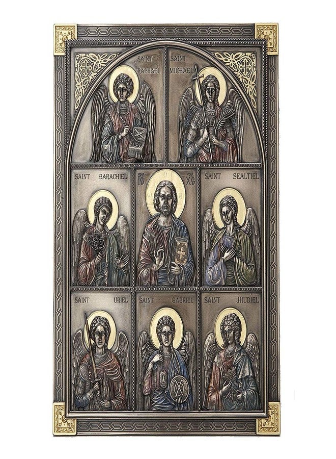 Veronese Design 12.25 Inch Jesus and The Seven Archangels Classic Style Antique Bronze Finish Wall Sculpture Plaque Decoration - Image 1