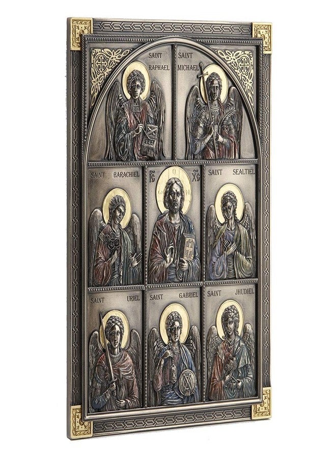 Veronese Design 12.25 Inch Jesus and The Seven Archangels Classic Style Antique Bronze Finish Wall Sculpture Plaque Decoration - Image 3