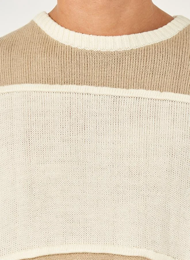 Styli Textured Knit Oversized Crew Neck Sweater