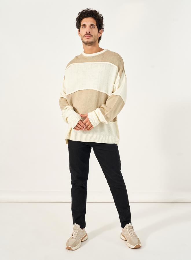 ستايلي كنزة صوفية كبيرة بياقة دائرية بنسيج محكم - Image 2