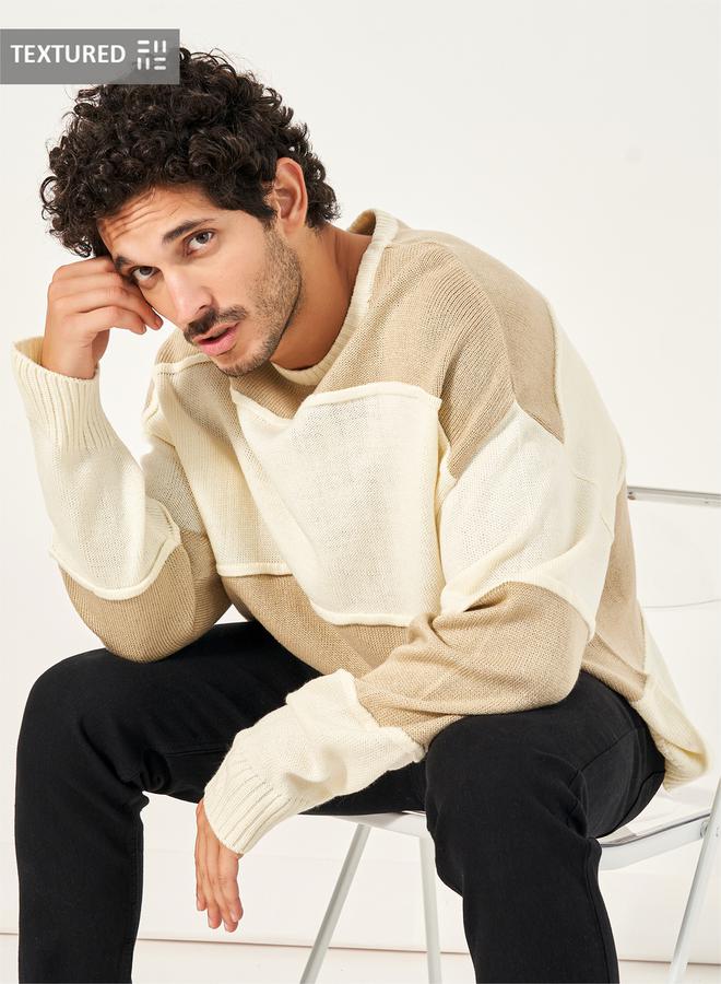 ستايلي كنزة صوفية كبيرة بياقة دائرية بنسيج محكم - Image 3