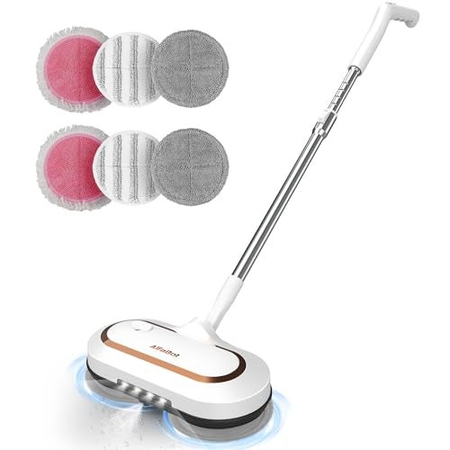 AlfaBot Electric Mop, AlfaBot S2 Cordless Spin Mop for Floor Cleaning, with LED Headlight and Sprayer/400ML Big Tank/60 Mins Runtime, Lightweight Floor Scrubber for Hardwood Floors, Tile, Laminate - Image 1