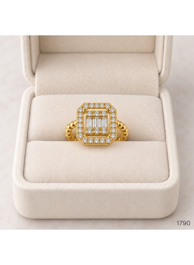 3Diamonds Gold Plated Geometric Zircon Statement Open Ring for Women - Image 2