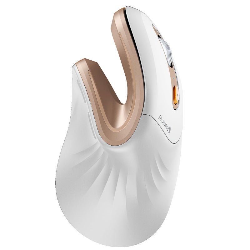 ProtoArc Ergonomic Mouse, EM11 NL Bluetooth Rechargeable Wireless Vertical Mouse, 3 Multi-Device Connectivity for Computer/PC/Laptop, 2.4GHz USB-A Optical Mice for Windows, Mac OS, White Gold - Image 1