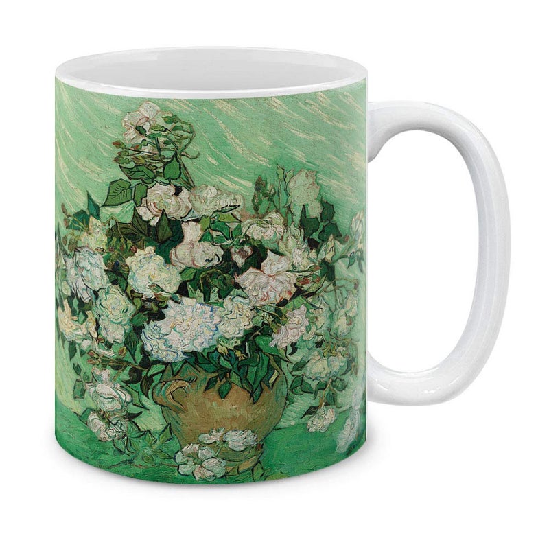 MUGBREW Classic Art Vase With Pink Roses By Vincent Van Gogh Ceramic Coffee Mug Tea Cup 11 OZ