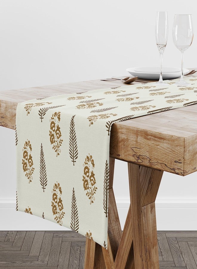 Astitva Cotton Table Runner - 13 x 72 Inches | Off White, Leafy Floral Print Dining Table Cloth | Elegant 6-8 Seater Runner for Home & Party Decoration - Image 5