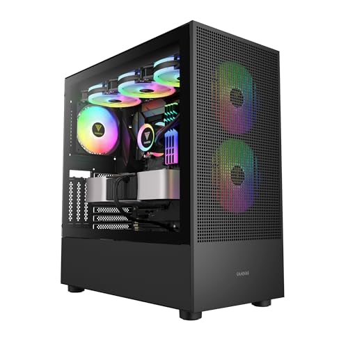 Gamdias E-ATX Mid Tower Gaming Computer Case, Tempered Glass PC Case, USB Type-C, Built-in 2x140mm & 1x120mm PWM ARGB Fans, Up to Dual Radiator/AIO 360mm, 390mm GPU/VGA RTX 40 Series, 180mm CPU Cooler - Image 1
