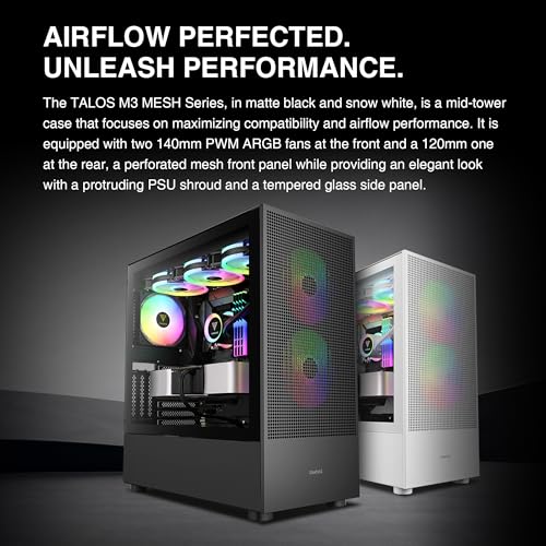 Gamdias E-ATX Mid Tower Gaming Computer Case, Tempered Glass PC Case, USB Type-C, Built-in 2x140mm & 1x120mm PWM ARGB Fans, Up to Dual Radiator/AIO 360mm, 390mm GPU/VGA RTX 40 Series, 180mm CPU Cooler - Image 2