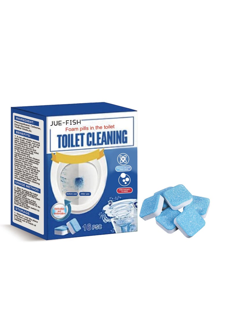 JUE-FISH Supwell Toilet Bowl Cleaner Tablets 16 PACK, Automatic Toilet Bowl Cleaners with Bleach, Durable Toilet Tank Cleaners with Sustained-Release Technology, Household Toilet Cleaners with Easy Operation - Image 1