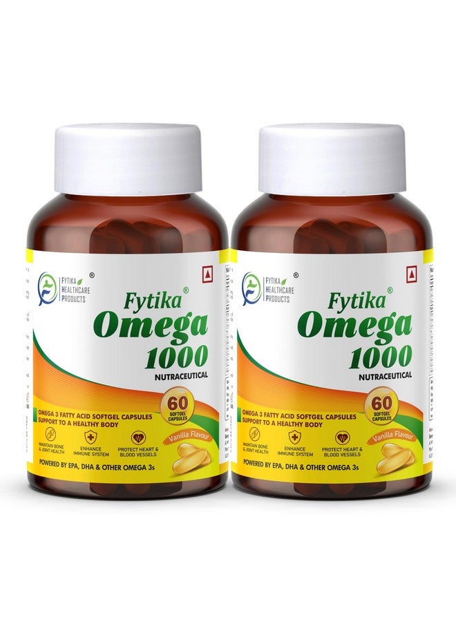 FYTIKA عبوة مكونة من 2 | كبسولات زيت السمك أوميغا 3 من فيتيكا 1000 ملغ | كبسولة أحماض دهنية أوميغا 3 مدعمة بـ EPA 360 ملغ + DHA 240 ملغ وأحماض دهنية أوميغا أخرى 400 ملغ (120 كبسولة) - Image 1