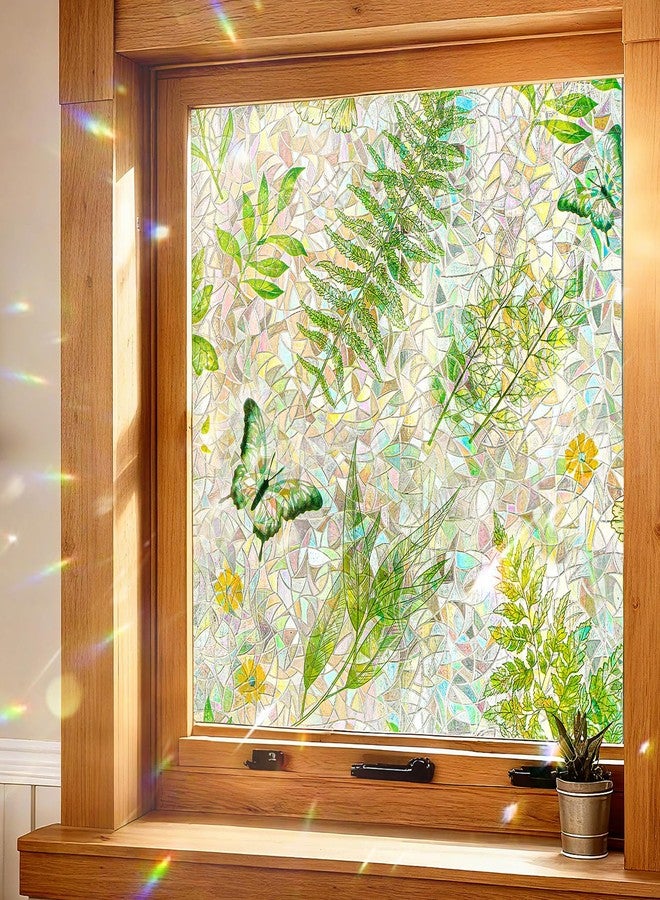 ADD.HERES Window Privacy Film,Colorful Floral Window Stickers,Removable DIY Bouquet Static Clings, Decals for Home School Office Party Supplies, Green Leaf，17.5 x 78.7 in - Image 2