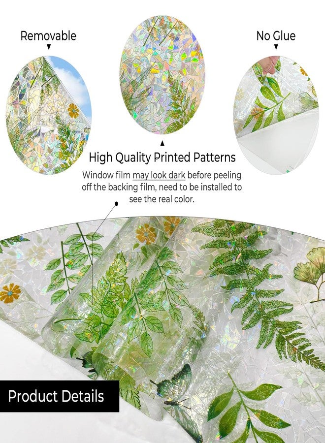 ADD.HERES Window Privacy Film,Colorful Floral Window Stickers,Removable DIY Bouquet Static Clings, Decals for Home School Office Party Supplies, Green Leaf，17.5 x 78.7 in - Image 5