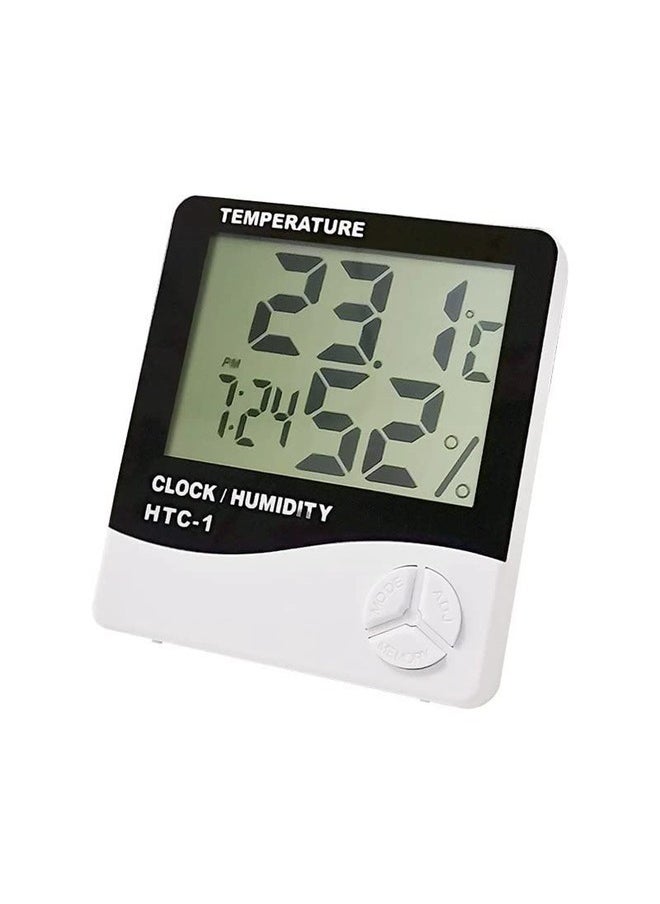 Generic Digital Hygrometer Indoor Thermometer, Domestic Temperature Humidity Monitor Meter, Mini Hygrometer with Time & Alarm Clock  - Image 3