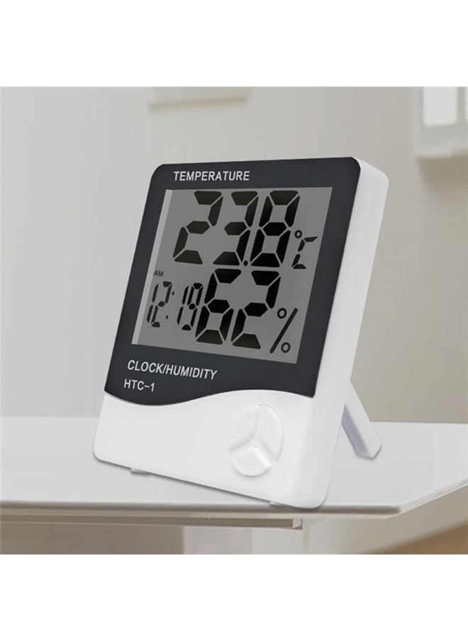Generic Digital Hygrometer Indoor Thermometer, Domestic Temperature Humidity Monitor Meter, Mini Hygrometer with Time & Alarm Clock  - Image 5