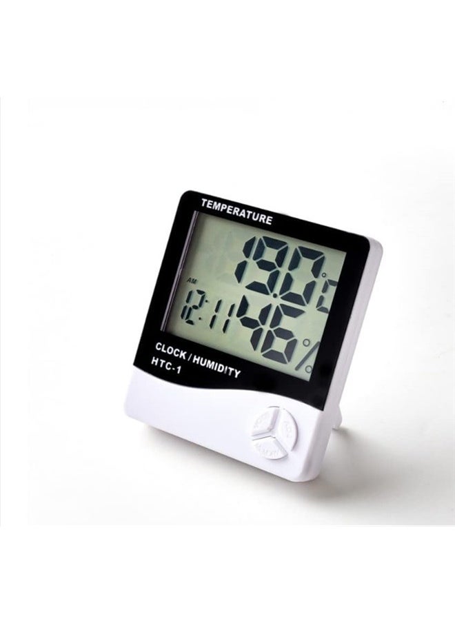 Generic Digital Hygrometer Indoor Thermometer, Domestic Temperature Humidity Monitor Meter, Mini Hygrometer with Time & Alarm Clock  - Image 4