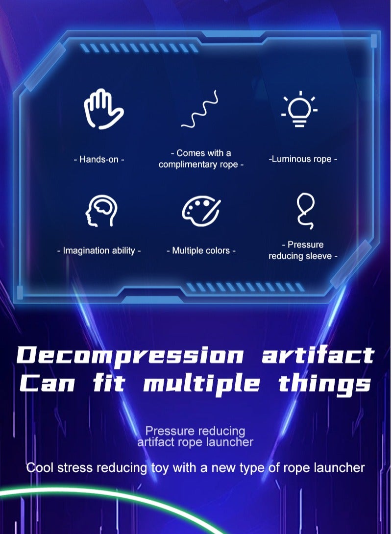 Stress Relive Glow-in-the-Dark Flying Rope Launcher - Party Game & Stress Relief Toy for Adults/Kids - 3m Auto-Spin Fun! - Image 5