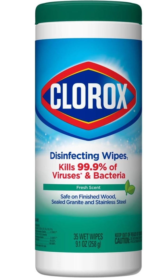 Clorox Disinfecting Wipes 35 Count Fresh Scent Kills 99.9% Germs Antibacterial Cleaning Wipes Multi Surface Safe for Wood Granite Steel Kitchen Bathroom Home Cleaning - Image 1