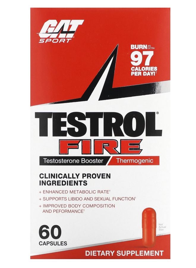 GAT Testrol Fire Testosterone Booster Thermogenic 60 Capsules