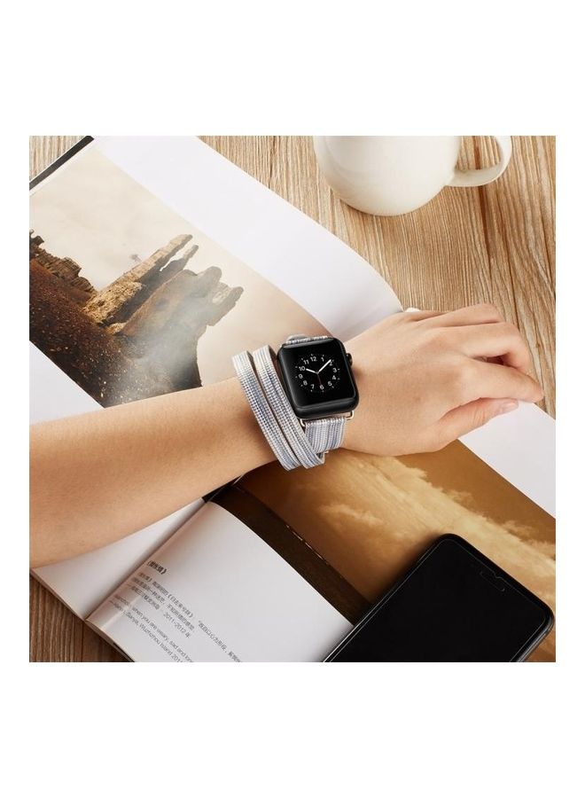 نيبمينينت سوار ساعة ملون بتصميم تاج لساعة أبل ووتش سيريز 3 و2 و1 مقاس 38 مم متعدد الألوان - Image 5