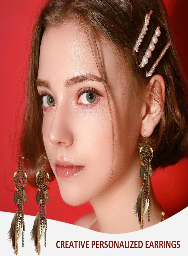 Indusoire إكسسوارات شعر بوهيمية للنساء، خيوط شعر بوهيمية، طوق رأس للنساء، طوق شعر بوهيمي لحفلات الزفاف، قطعة شعر تنكرية (21.65 بوصة) - Image 3