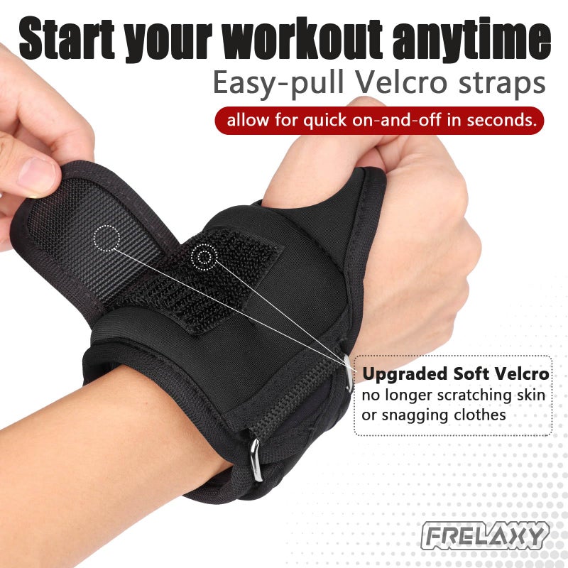 Frelaxy Wrist Weights with Thumb Loops Lock for Men Women 1lb*2 2lbs*2 3lbs*2 Ankle Weights Weighted Gloves for Running Strength Training Yoga Walking Exercises (Black, 1 lb x 2) - Image 5