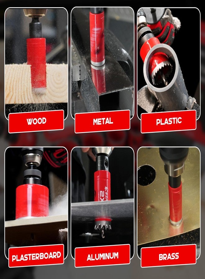 EZARC Hole Saw Kit, 16Pcs Bi-Metal Hole Saw Set with 3/4"-2-1/2"(19-64mm), Mandrels, Drill Bits, Installation Plate, Hex Key with Storage Case, Ideal for Wood, Metal, Plywood, PVC Board - Image 5