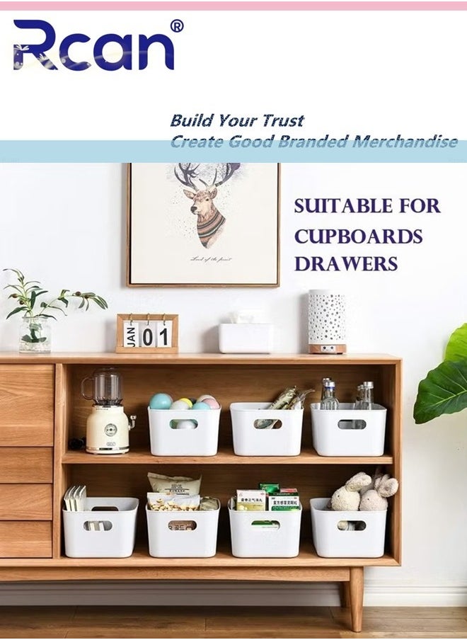 Rcan Storage Box Storage Bin Toy Baskets Food Storage Containers for Organizing Storage Basket Organizer with Handles for Kitchen Home Office Closet Toys Clothes Kids Room Nursery White 3 PCS  - Image 4